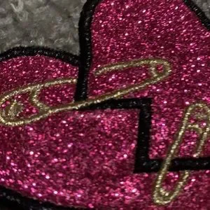 Victoria’s Secret~Gray Winter Angel Heart Logo Glitter Patches Pom Pom Hat Victoria main image 3
